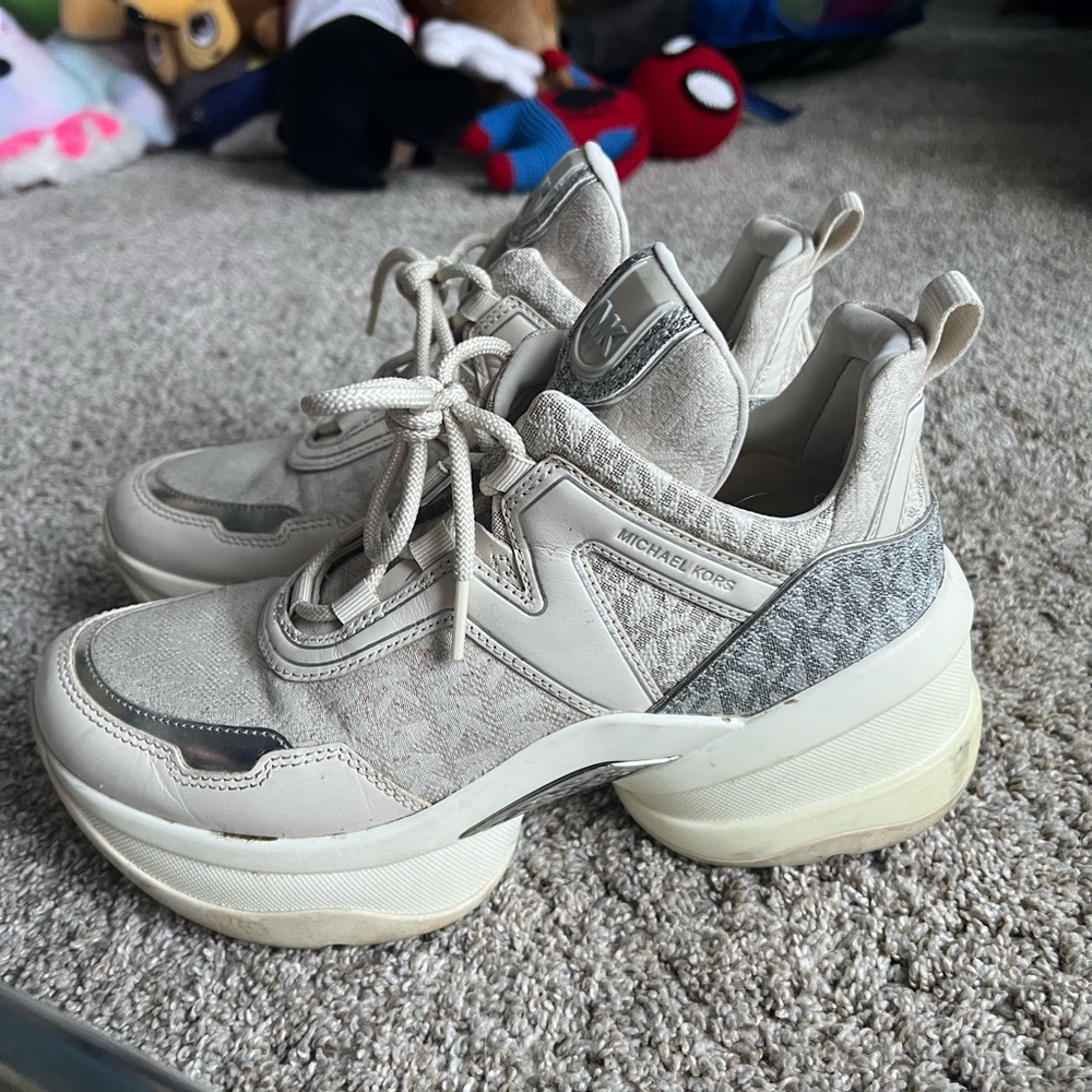 Michael Kors Cream Chunky Sneakers with Platform Sole